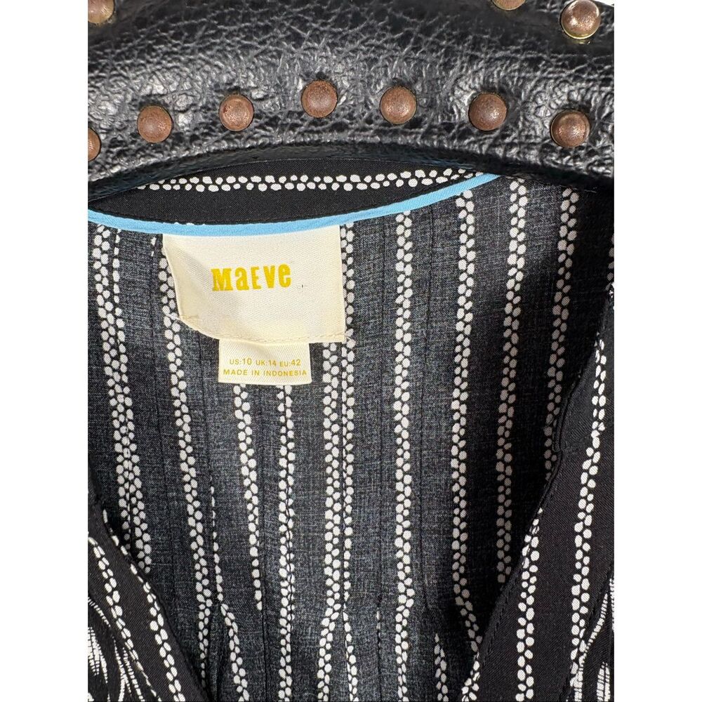 Anthropologie Maeve Calia Black & White Printed Buttondown Tunic Top size 10 - Picture 3 of 4